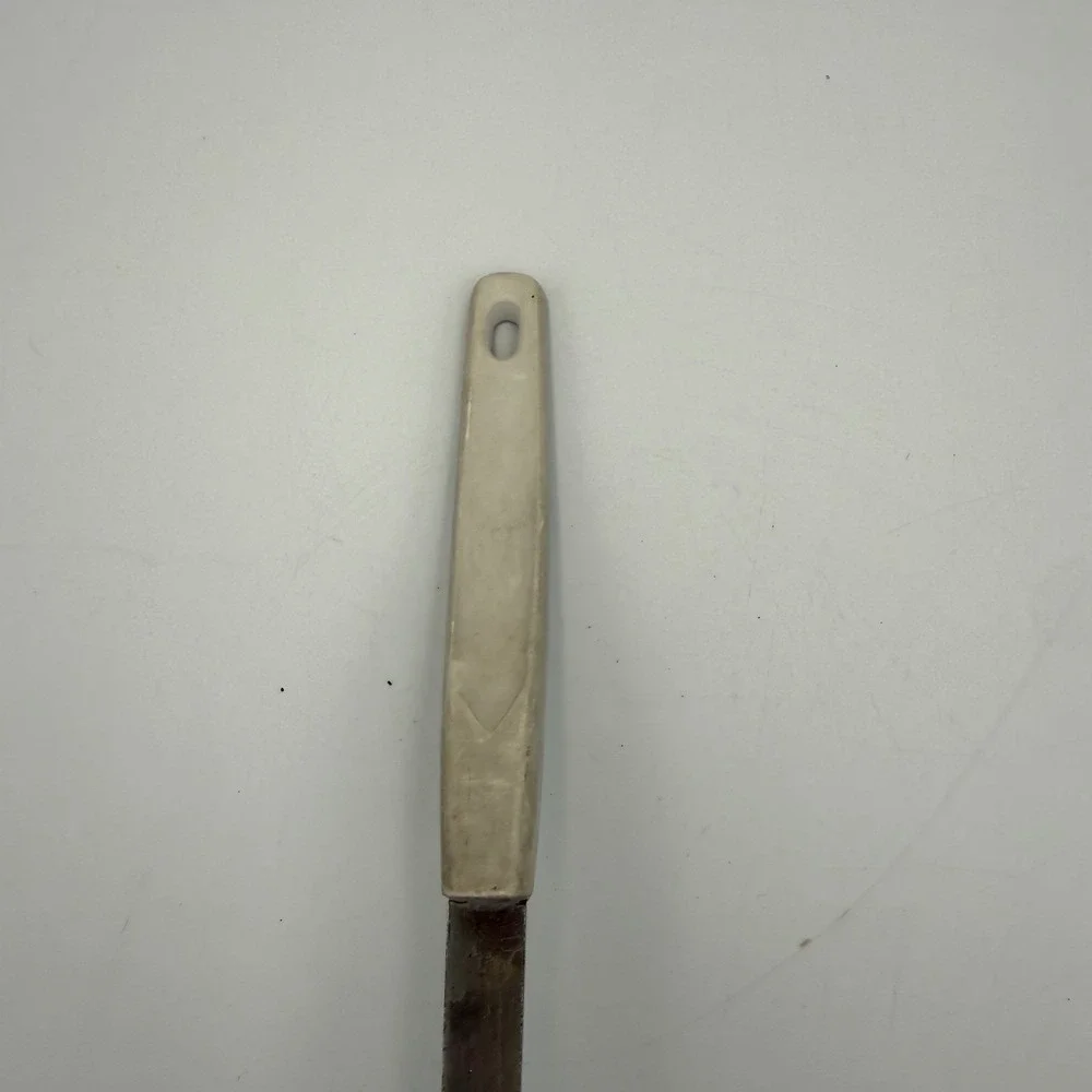 Vintage Household Japan Deluxe Spatula Heraldic Crest White Handle Stainless